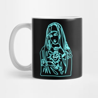 Virgin Mary (blue neon) Mug